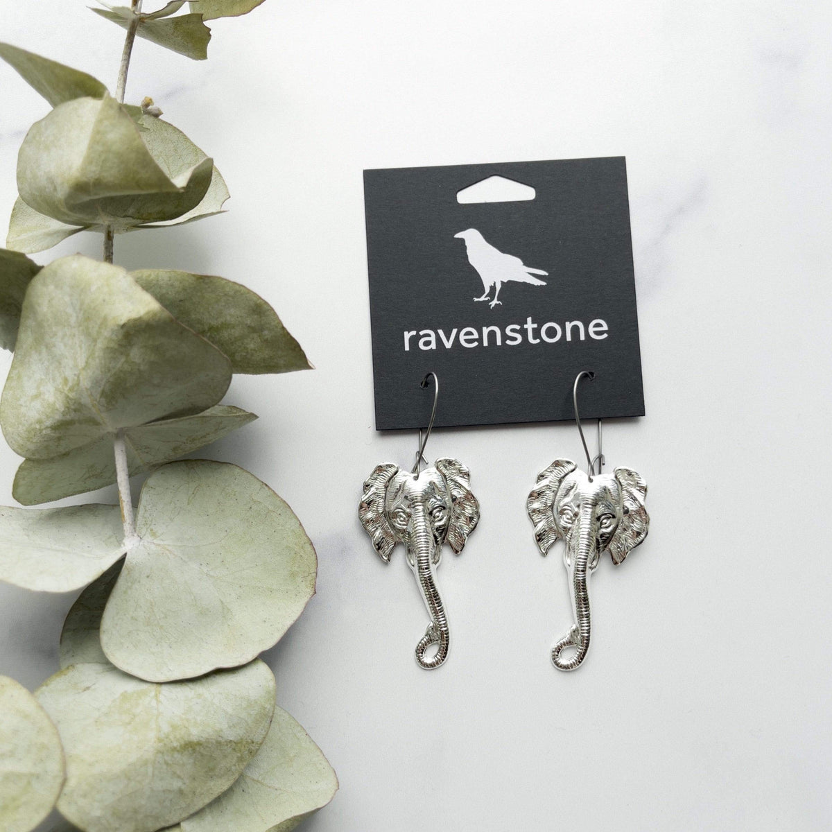 Ravenstone The Silver Elephant Earrings