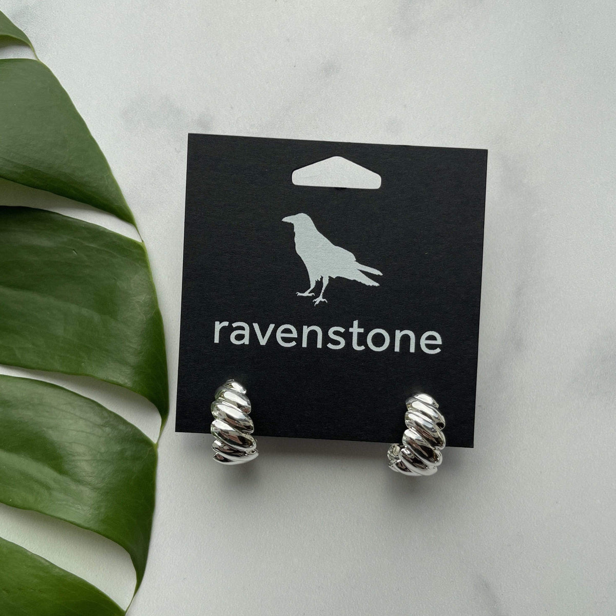 ravenstone The Silver Hoop Stud Earrings