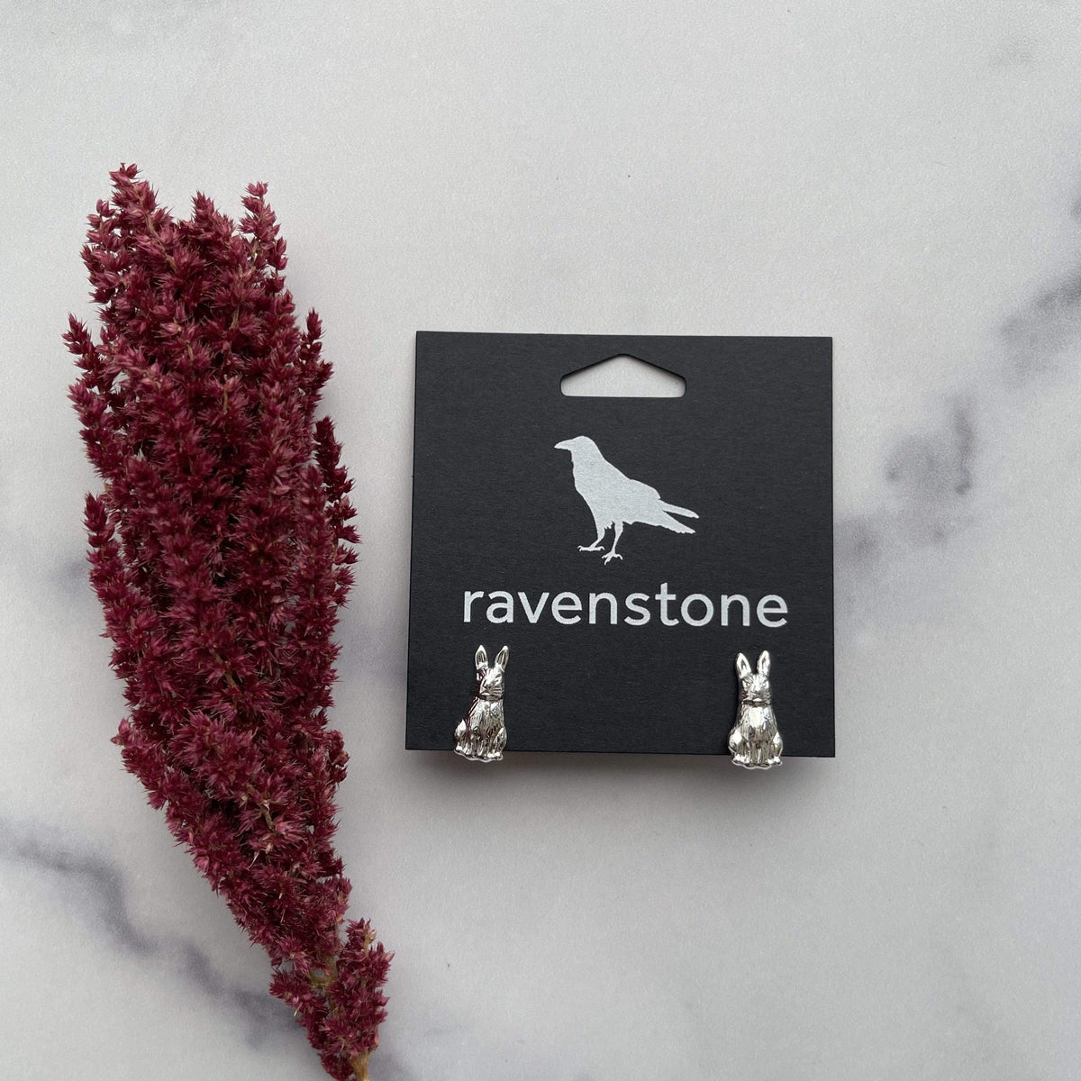 ravenstone The Silver Rabbit Stud Earrings