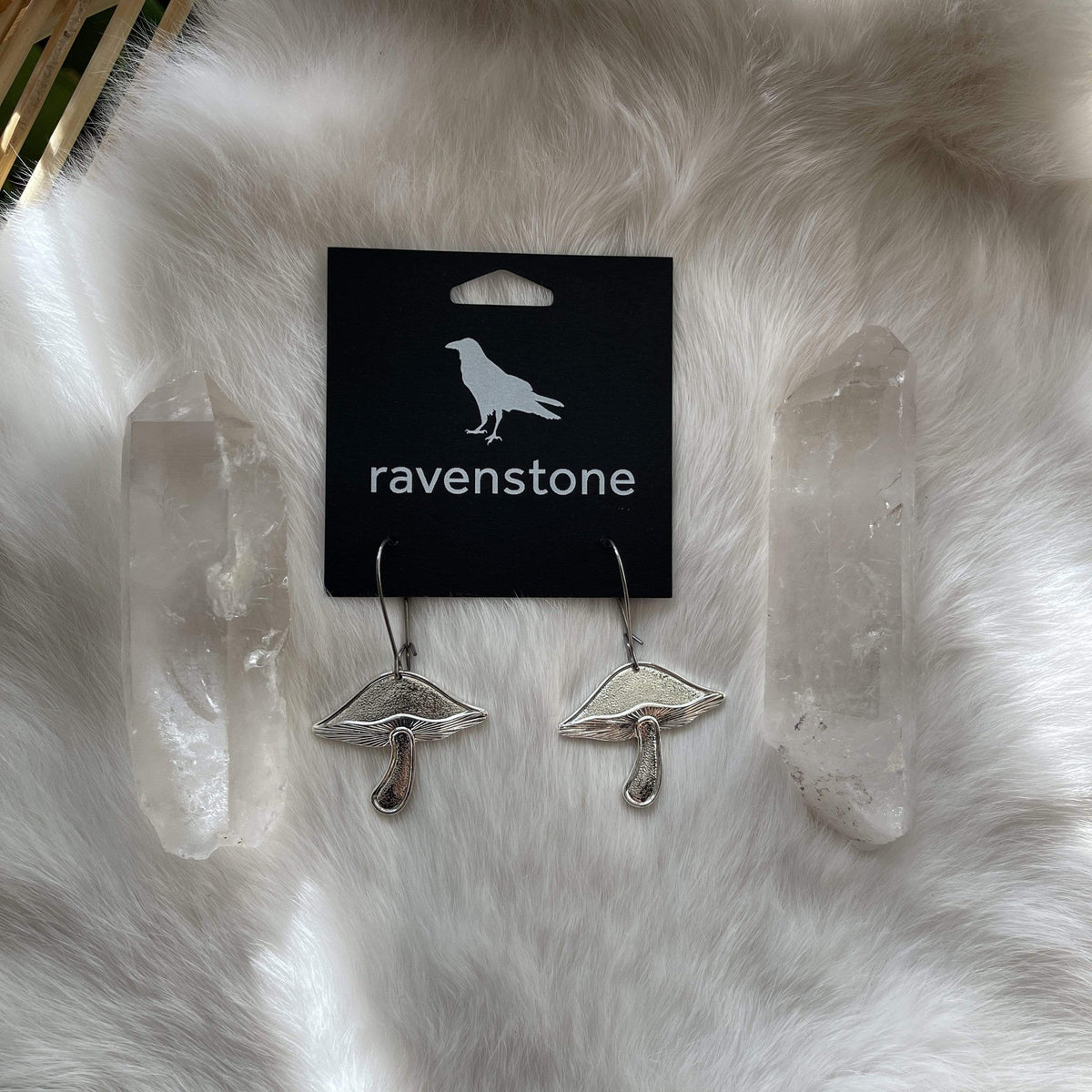 Ravenstone The Silver Shiitake Mushroom Earrings