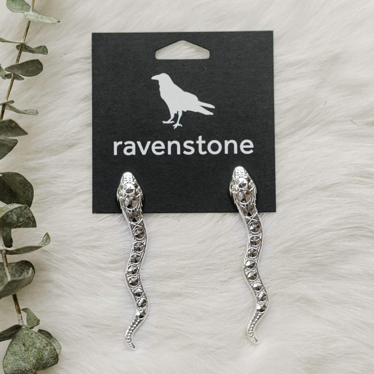 Ravenstone The Silver Snake Stud Earrings