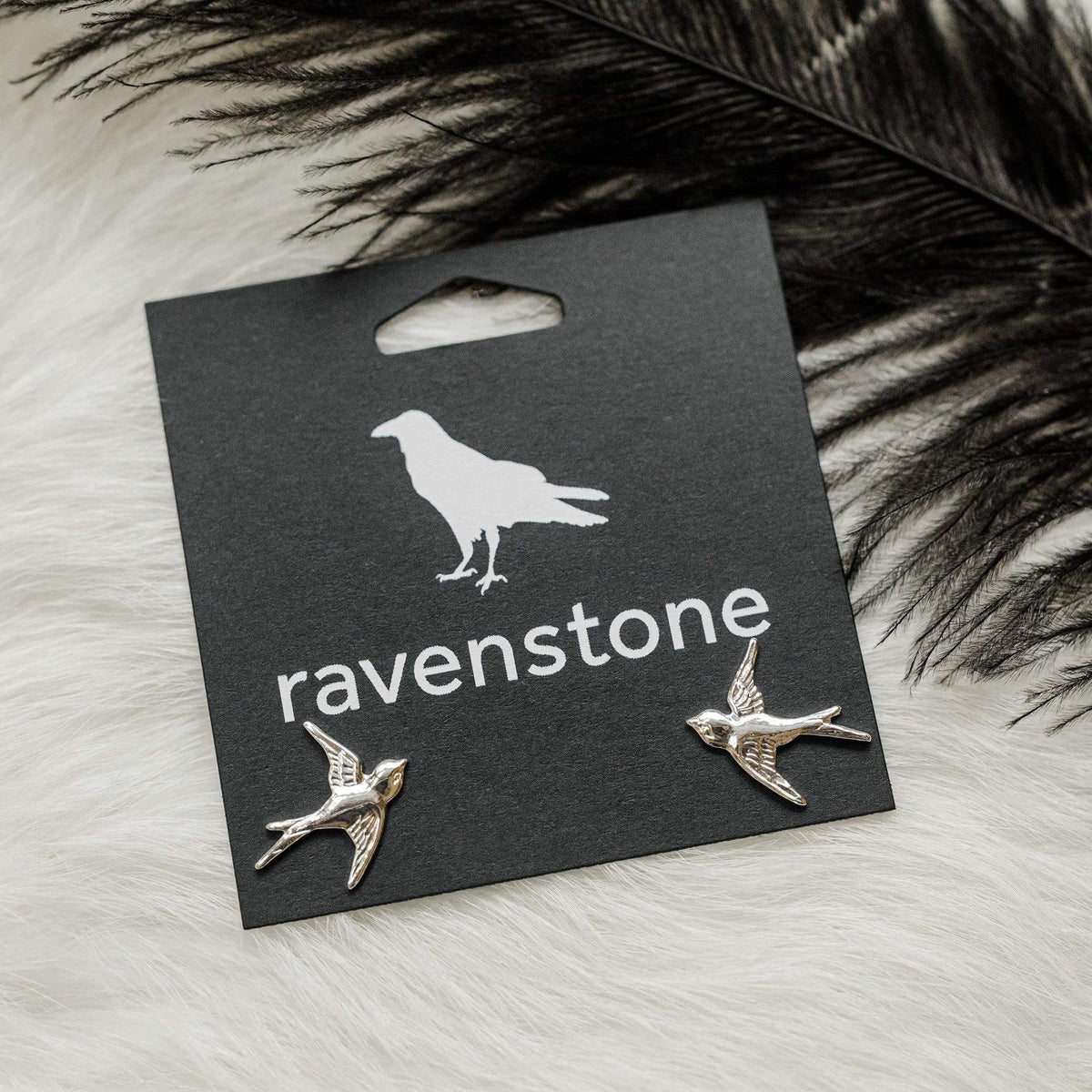ravenstone The Silver Swallow Stud Earrings