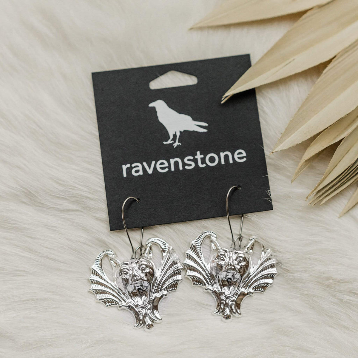 ravenstone The Silver Vampire Bat Earrings