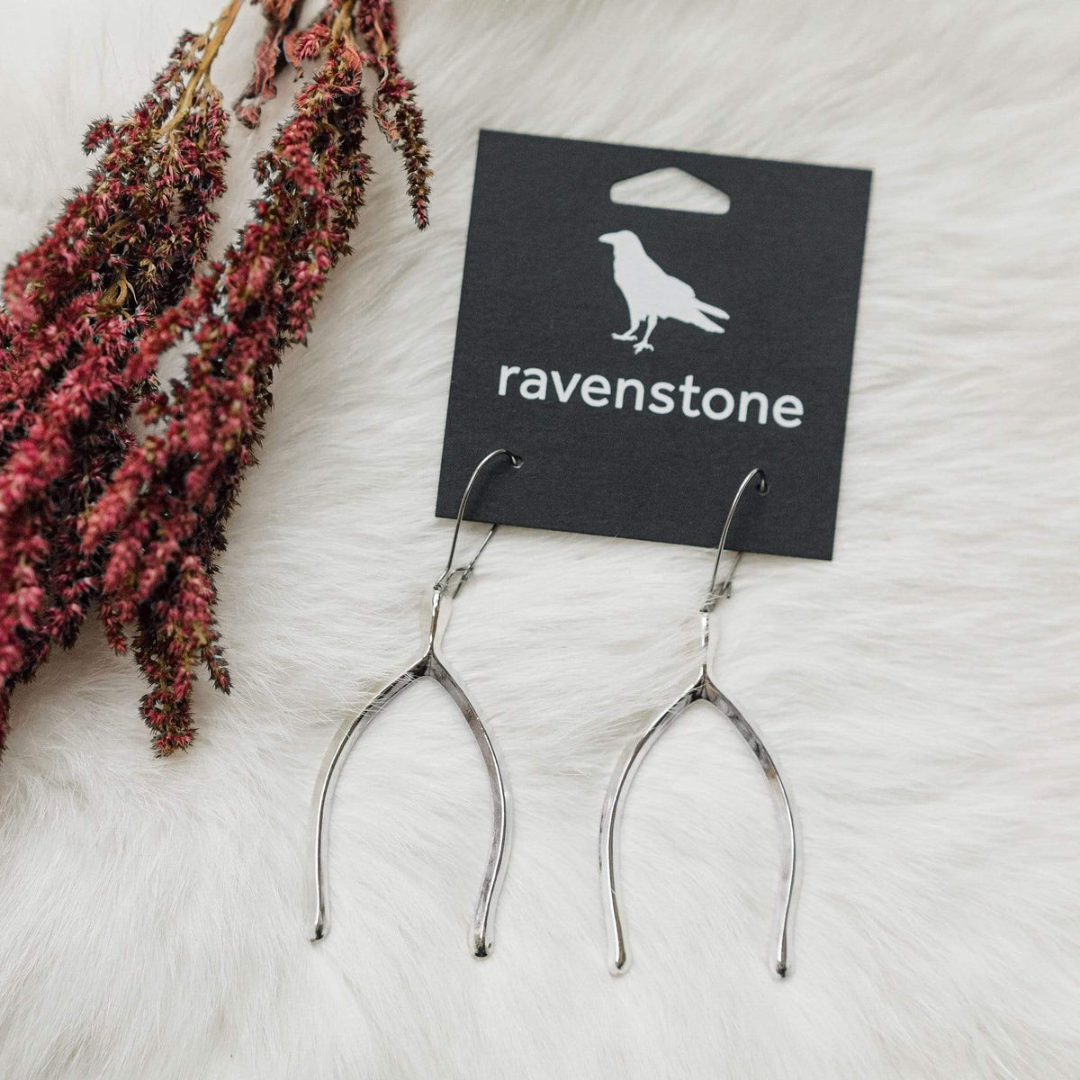 ravenstone The Silver Wishbone Earrings