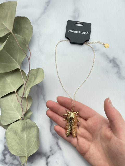 Ravenstone The Golden Cicada Necklace