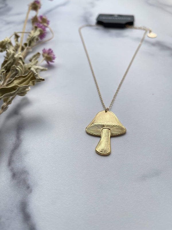 14k Real Gold Minimalist Mushroom Charm Necklace for Women – NORM JEWELS