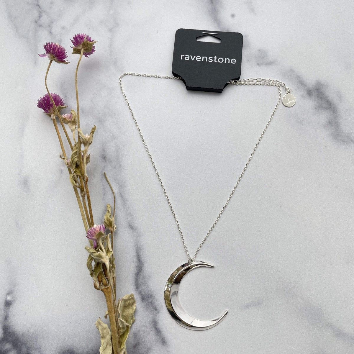 Ravenstone The Silver Crescent Moon Necklace