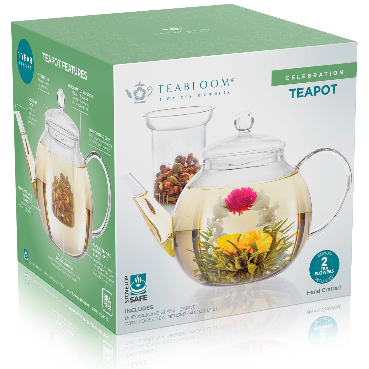 Teabloom Vienna Glass Teapot Stain-Free Heatproof Glass Stovetop Safe  Removable Stainless Steel Infuser Perfect for Loose Leaf Tea 37 oz. / 1100  ml (3-4 Cups) 37 OZ / 1100 ML (3-4 CUPS) 